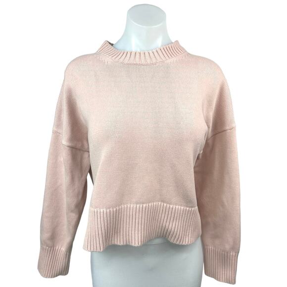 Everlane Pink The Soft Cotton Square Crew Long Sleeve Pullover Sweater Top Sz M - Picture 1 of 4